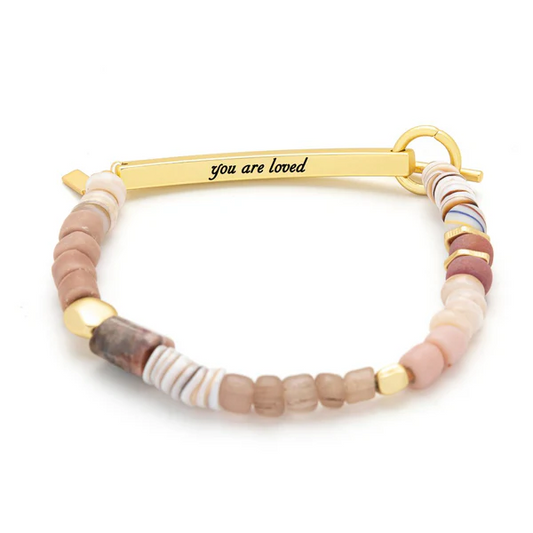 Hidden Message Bracelet - Loved/Rhodochrosite/Gold