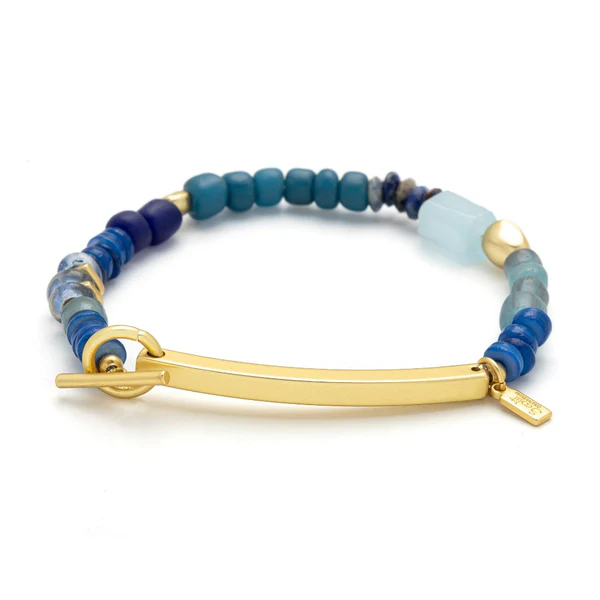 Hidden Message Bracelet - F*cking Awesome/Aquamarine/Gold - Mellow Monkey