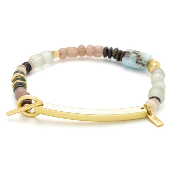 Hidden Message Bracelet - Badass/Larimar/Gold - Mellow Monkey