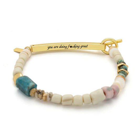 Hidden Message Bracelet - F*cking Great/Blue Apatite/Gold