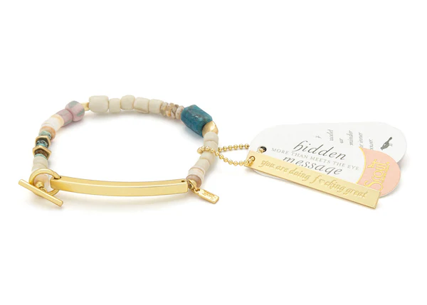 Hidden Message Bracelet - F*cking Great/Blue Apatite/Gold - Mellow Monkey