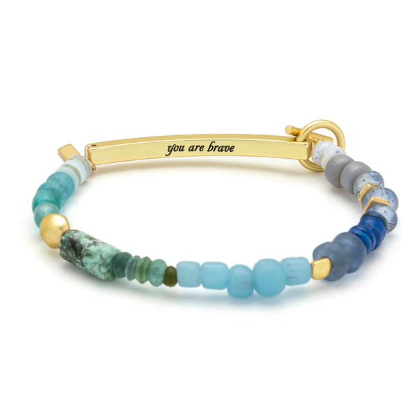 Hidden Message Bracelet - Brave/African Turquoise/Gold - Mellow Monkey