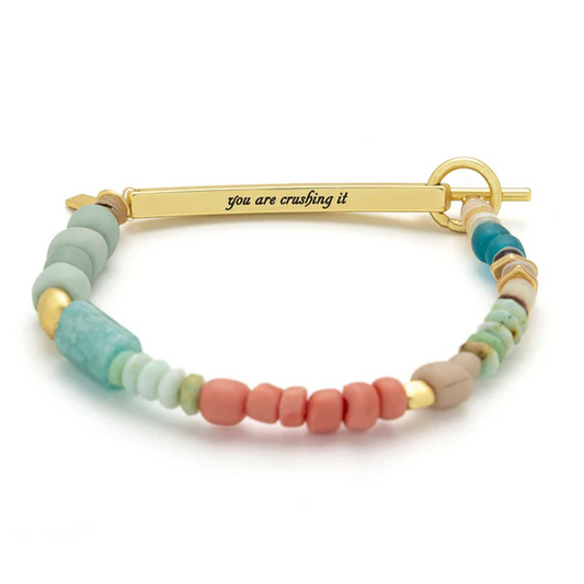 Hidden Message Bracelet - Crushing It/Amazonite/Gold