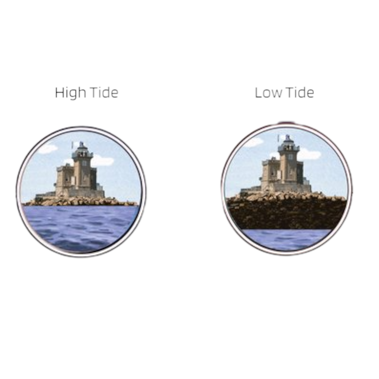 Tidepieces - Huntington Harbor Light Tide Clock - Black Flat Panel - Mellow Monkey