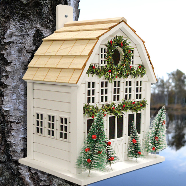 White Holly Cottage Birdhouse - Mellow Monkey