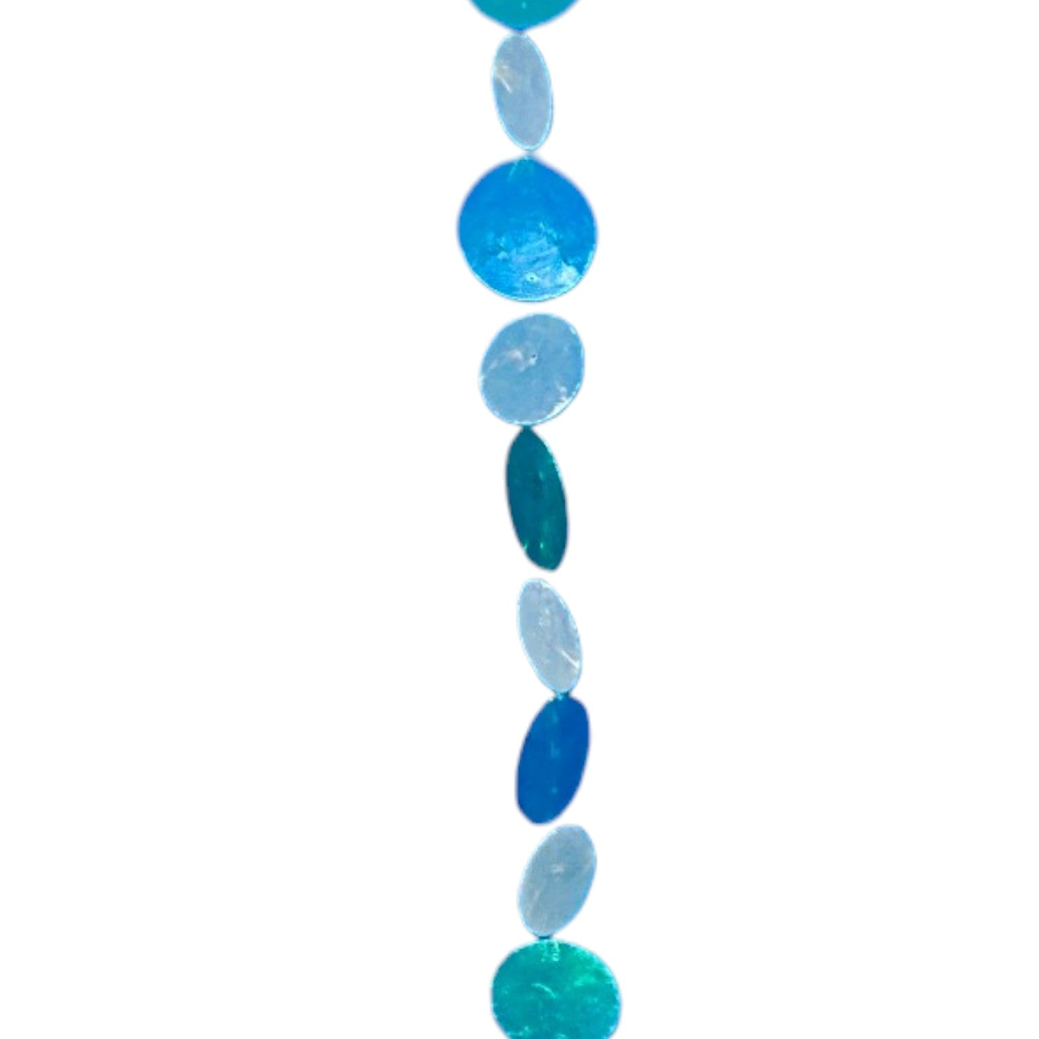 Capiz Garland - White, Blue and Green - 42-in - Mellow Monkey