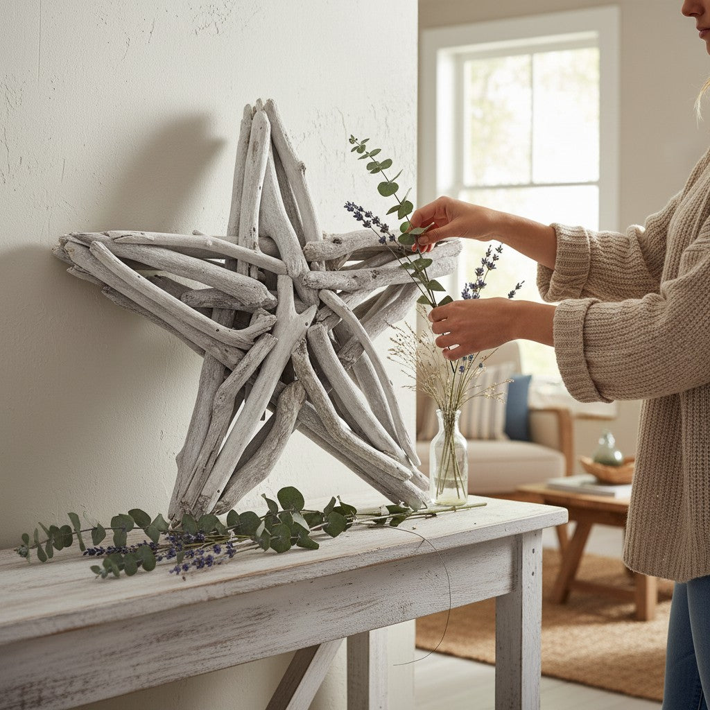 White Washed Driftwood Star - 12-in - Mellow Monkey