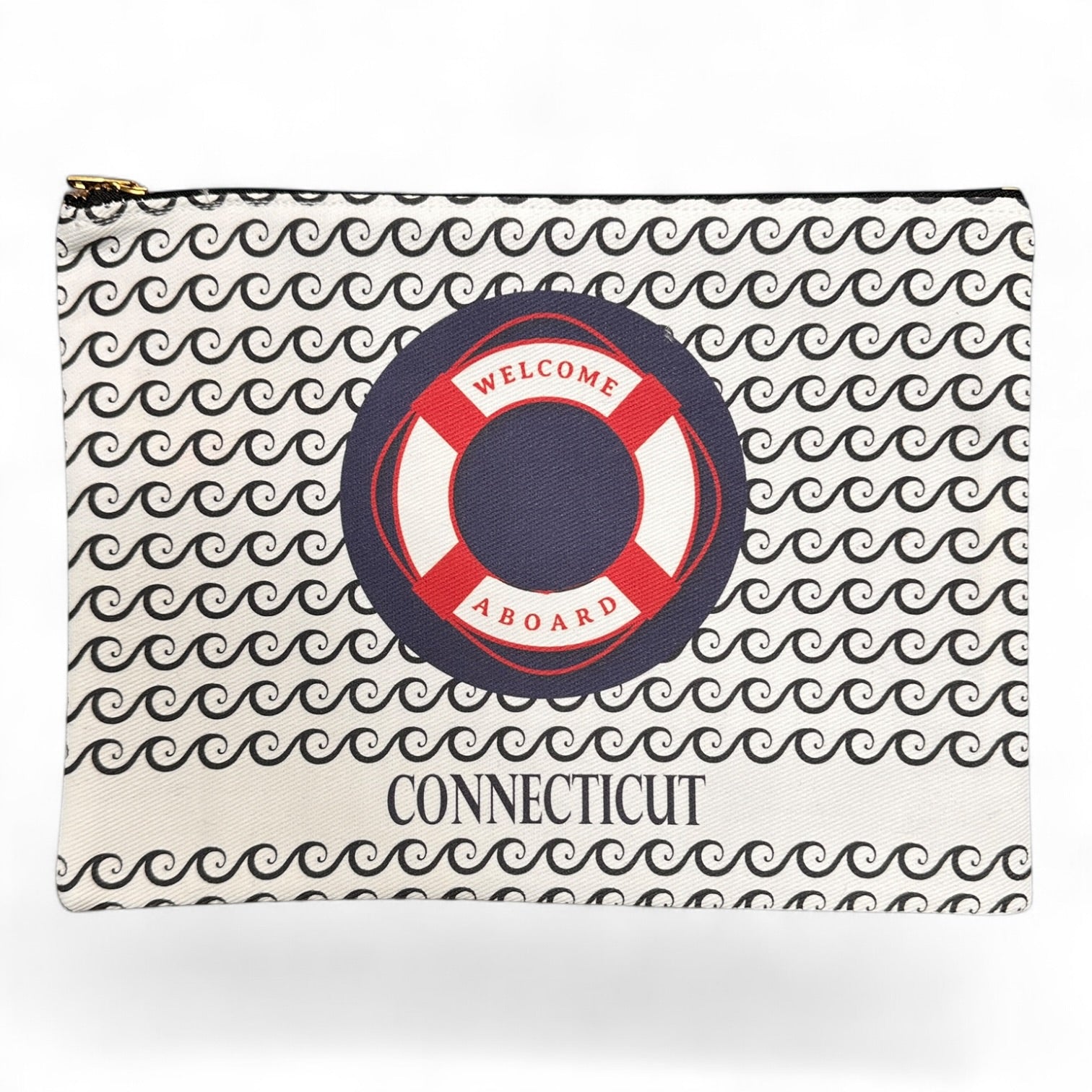 Welcome Aboard - Connecticut - Zippered Bag - Mellow Monkey