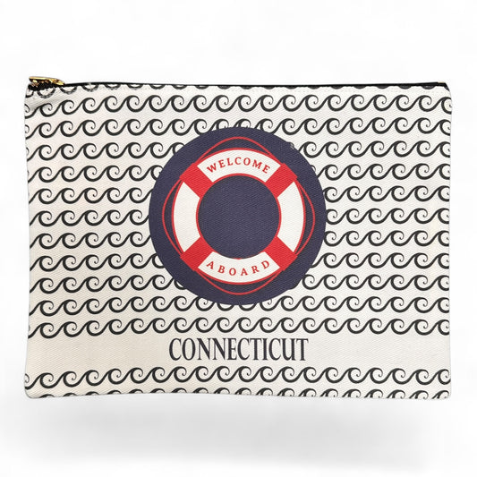 Welcome Aboard - Connecticut - Zippered Bag - Mellow Monkey