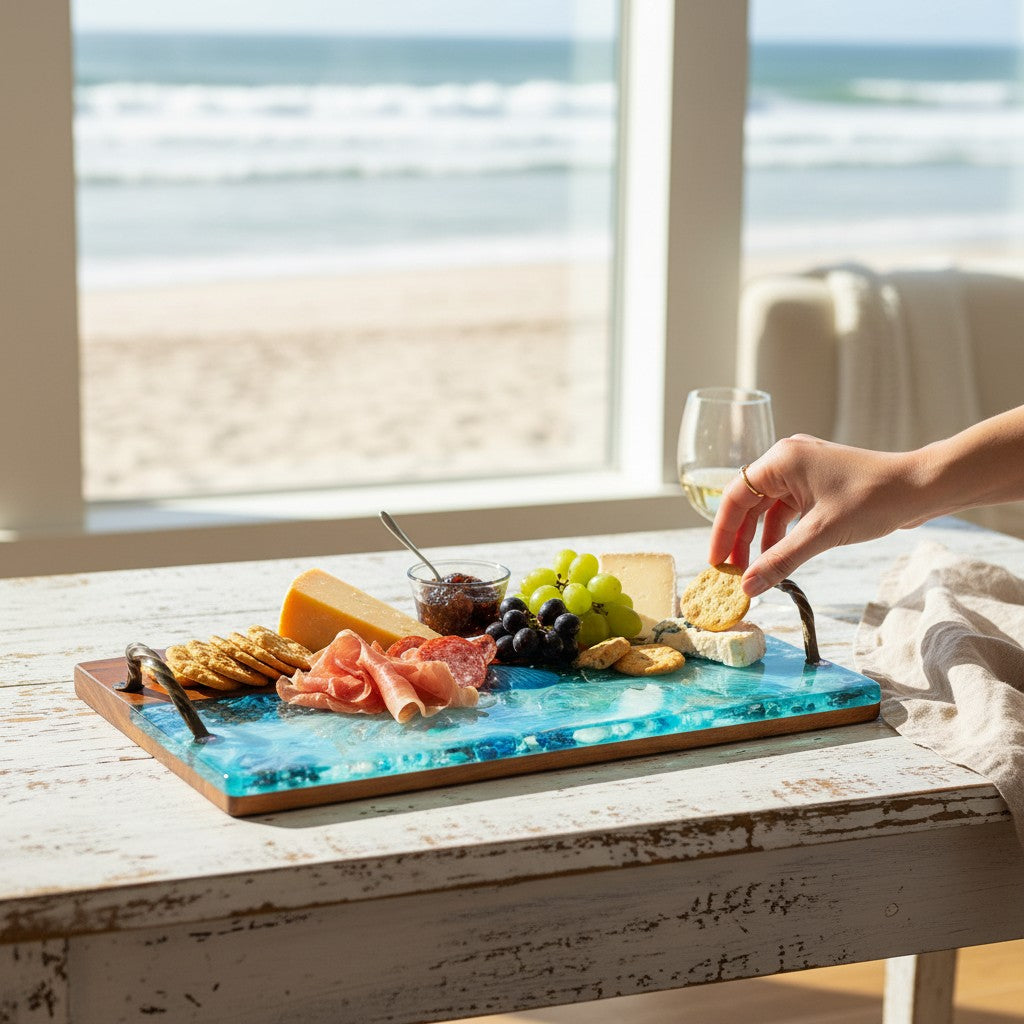 Blue Shells Resin and Wood Charcuterie Tray - 18-in – Mellow Monkey