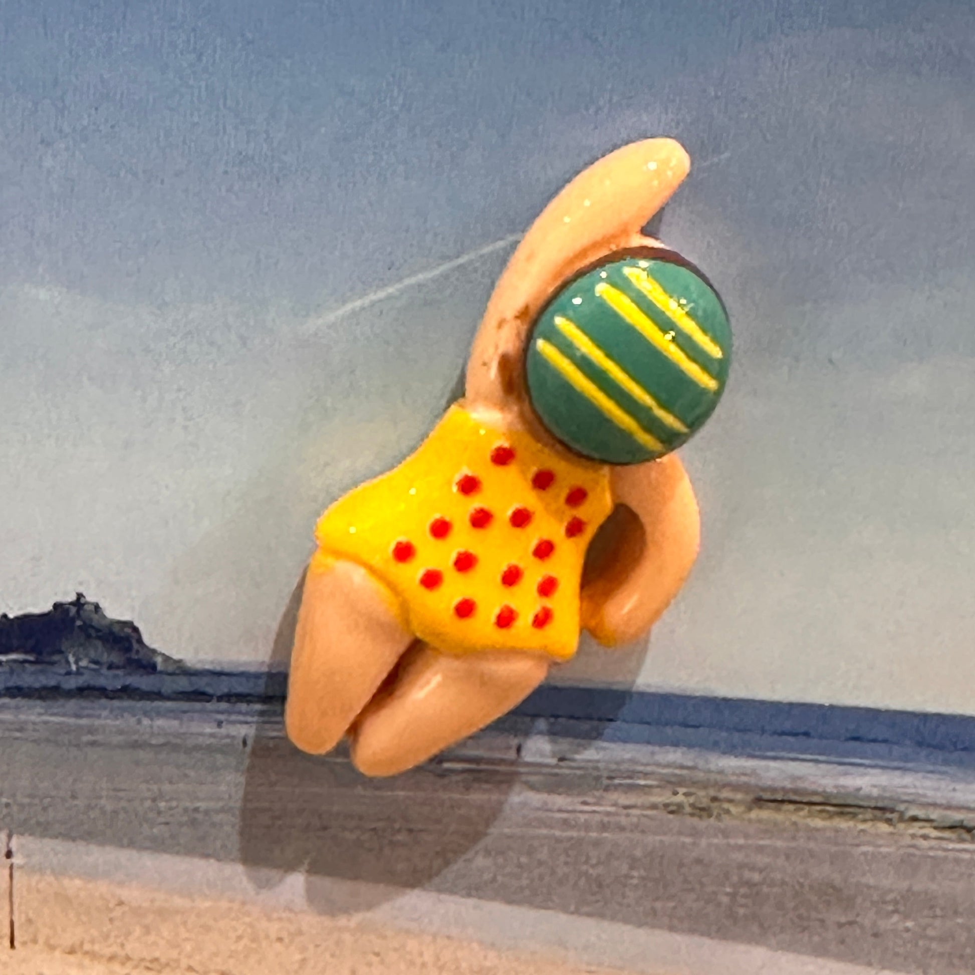 Mini Yellow Polka Dot Swimmer Fridge Magnet - 1-in - Mellow Monkey