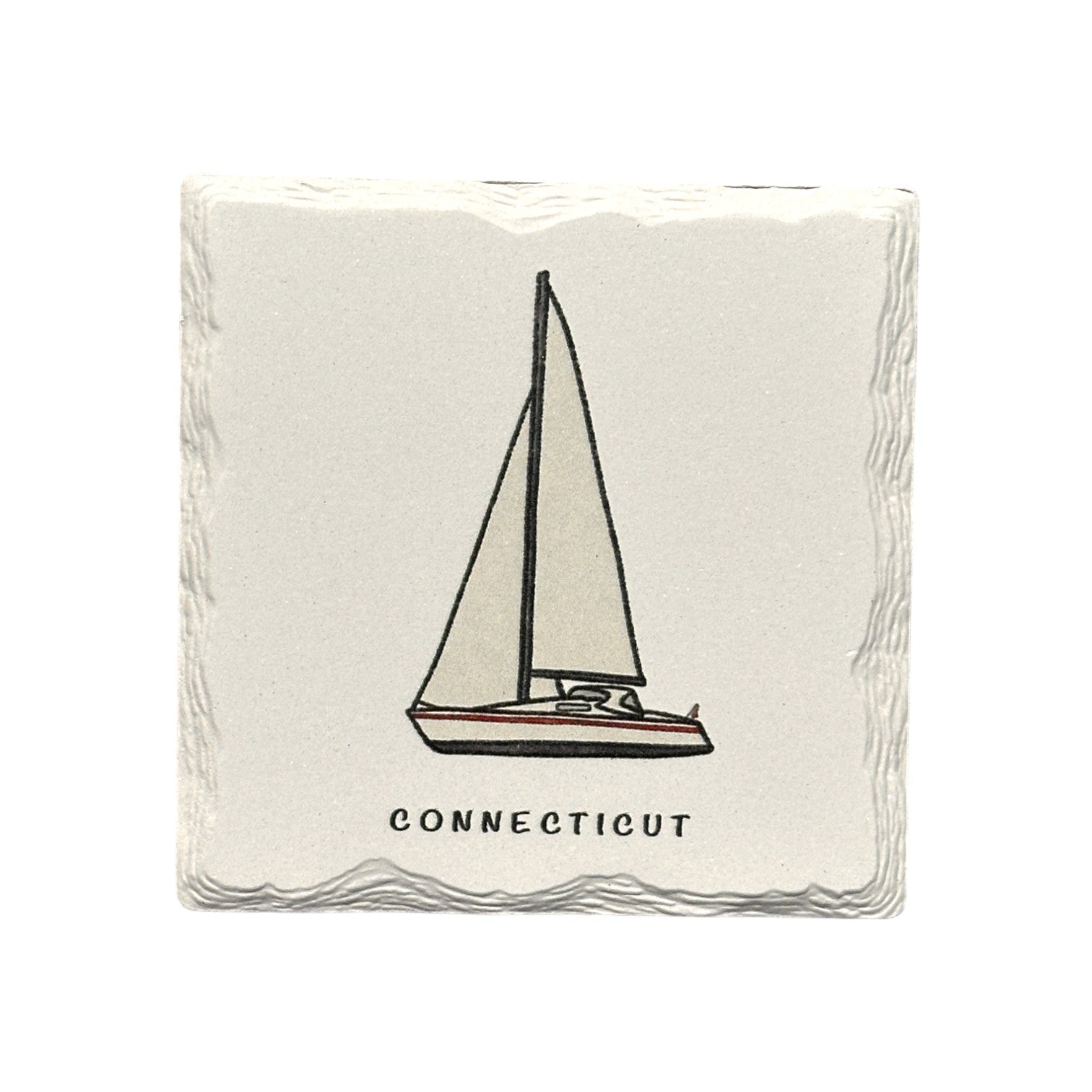 Sailboat - Ceramic Connecticut Coaster - 4-1/4-in - Mellow Monkey