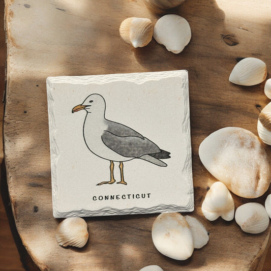 Seagull - Ceramic Connecticut Coaster - 4-1/4-in - Mellow Monkey