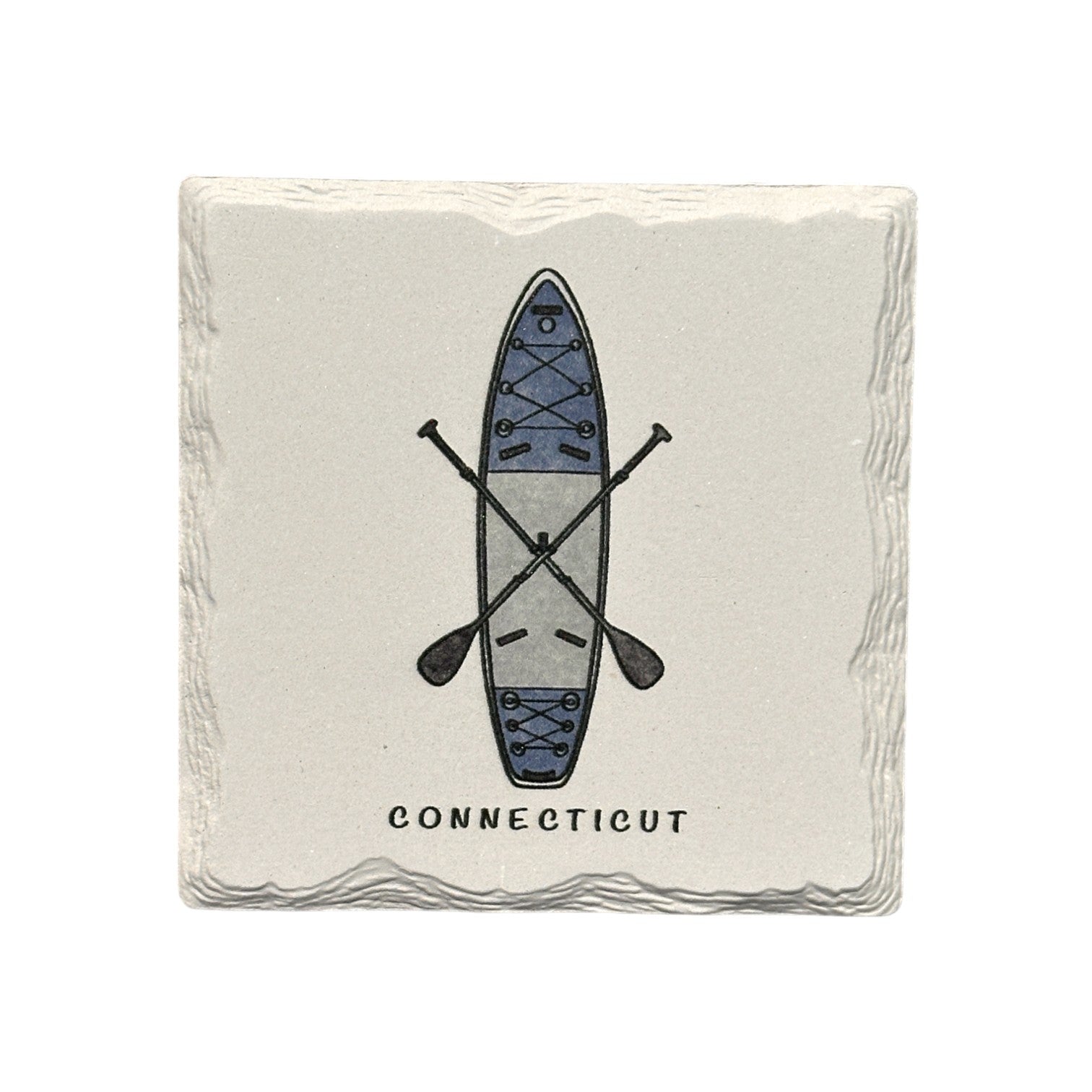 Paddle Board - Ceramic Connecticut Coaster - 4-1/4-in - Mellow Monkey