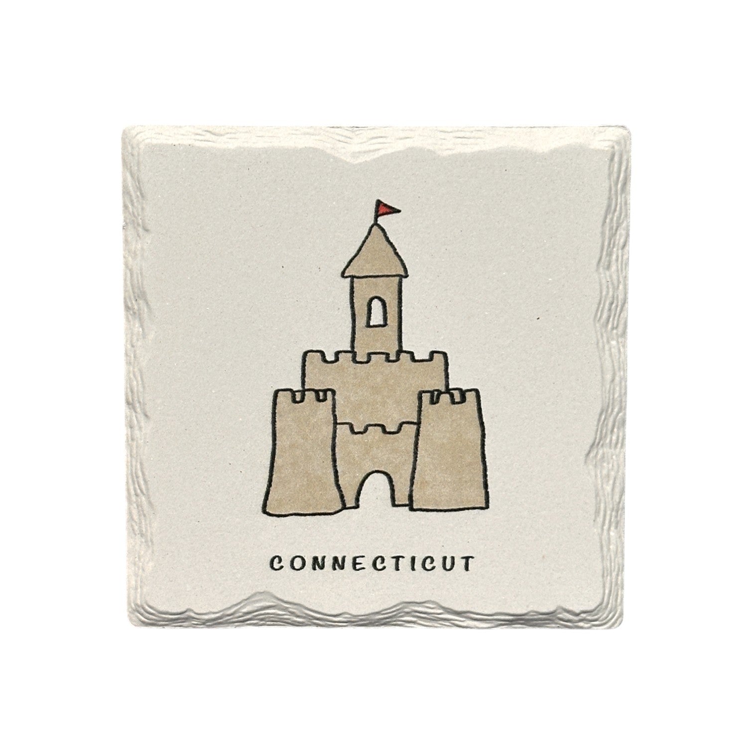 Sand Castle - Ceramic Connecticut Coaster - 4-1/4-in - Mellow Monkey