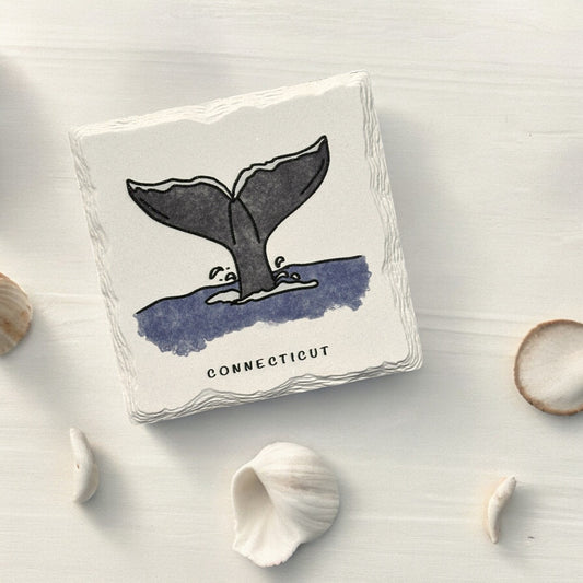 Whale Tail - Ceramic Connecticut Coaster - 4-1/4-in - Mellow Monkey