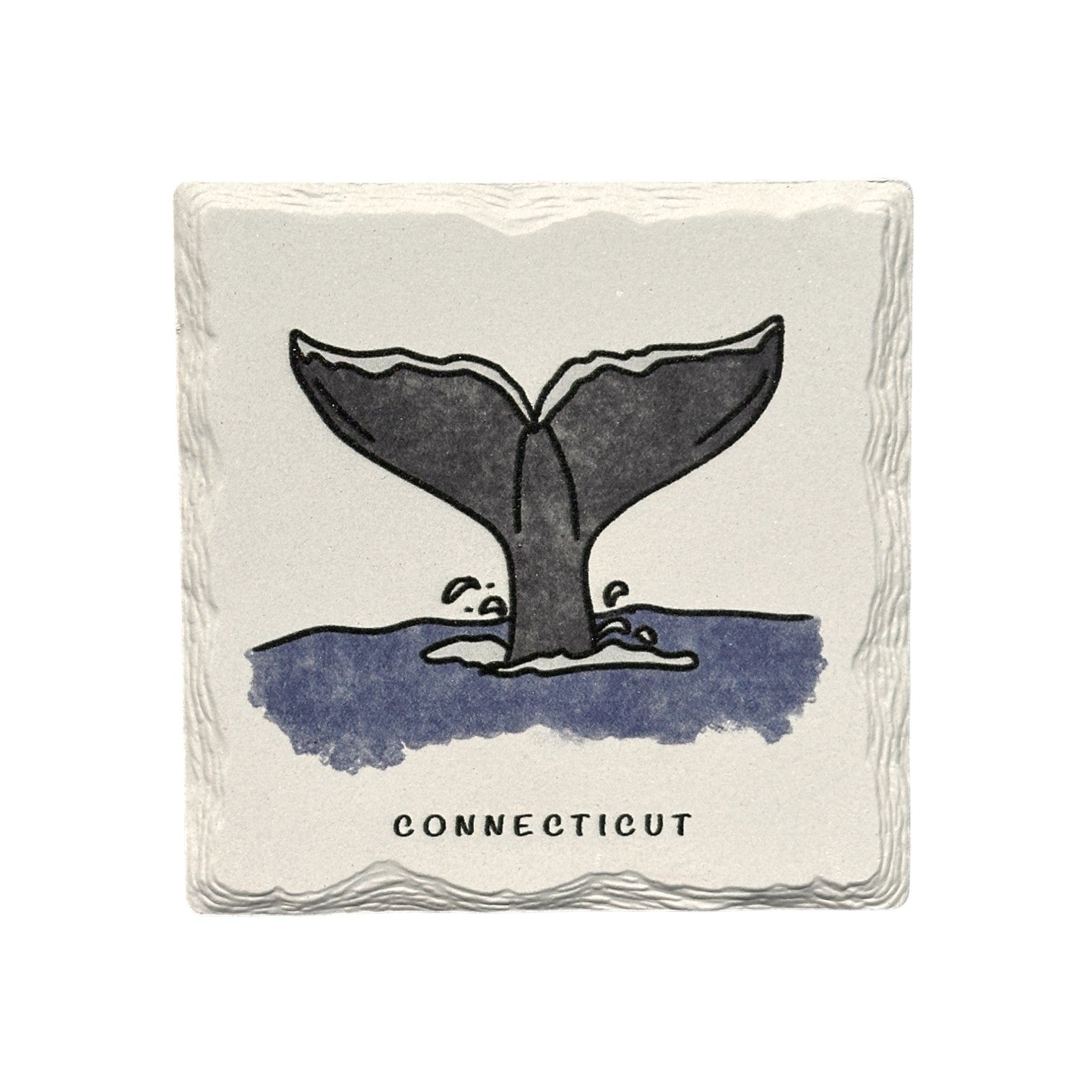 Whale Tail - Ceramic Connecticut Coaster - 4-1/4-in - Mellow Monkey