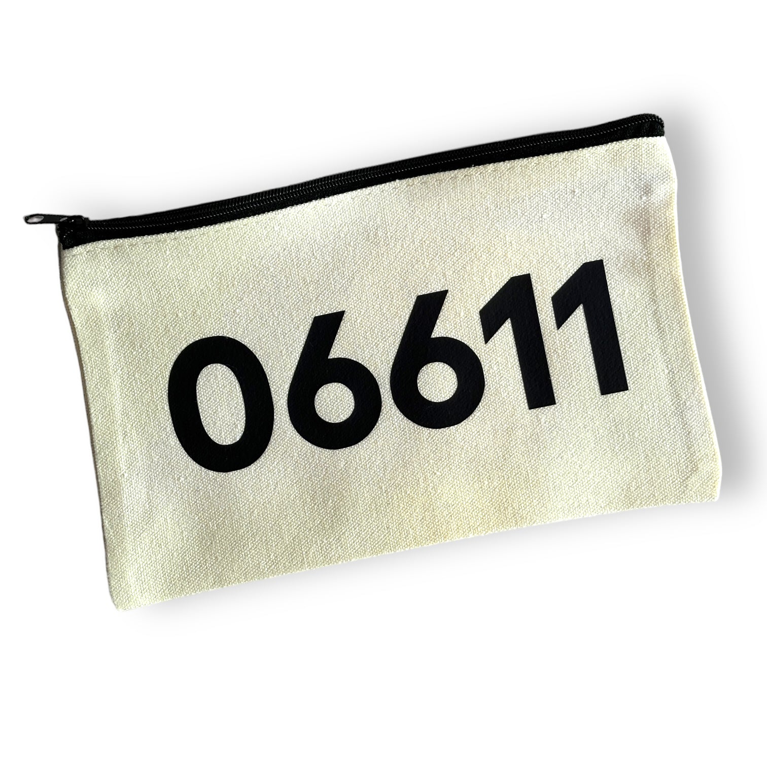 06611 Zip Code NATURAL Canvas Zipper Bag (Trumbull) Mellow Monkey