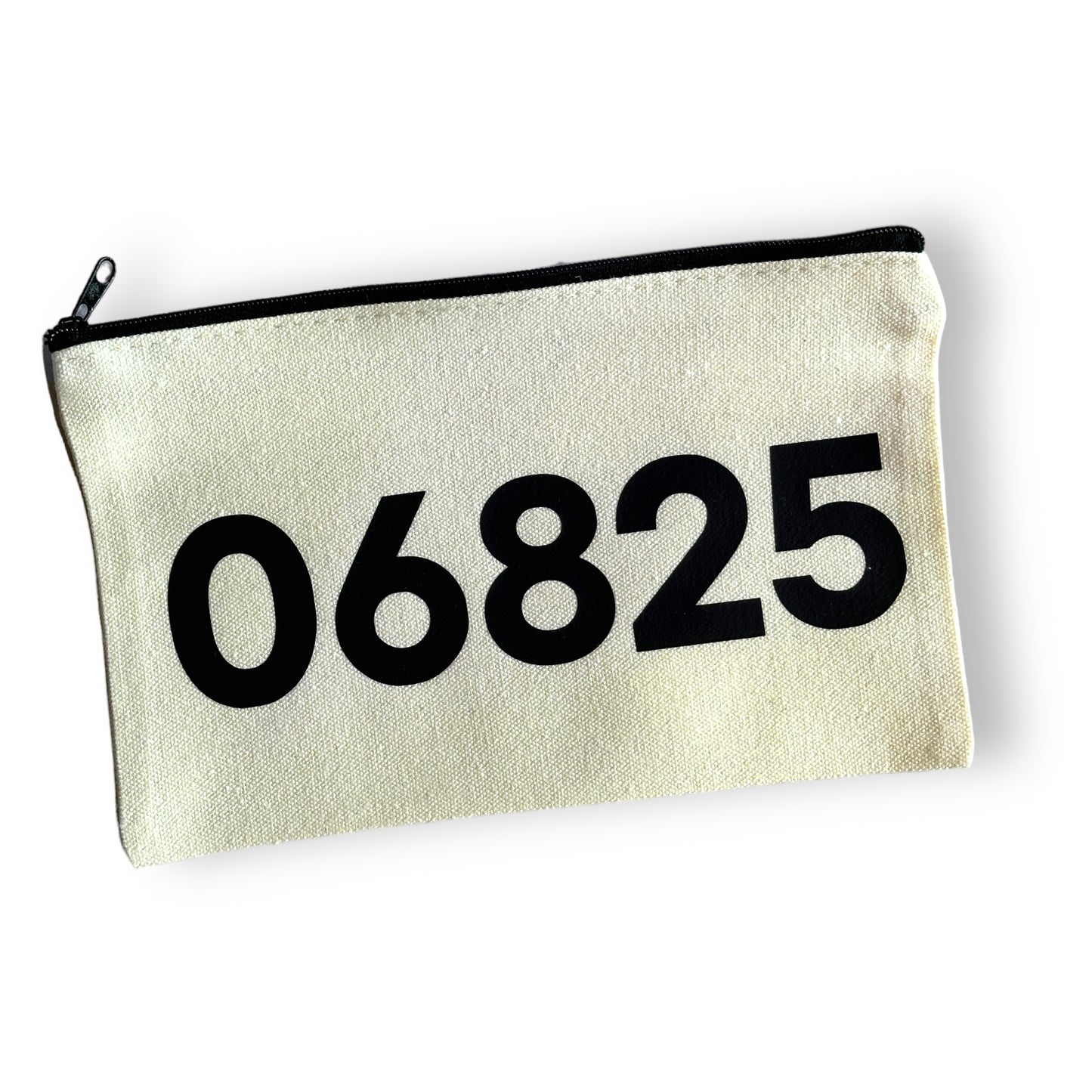 06825 - Zip Code NATURAL Canvas Zipper Bag - (Fairfield) - Mellow Monkey