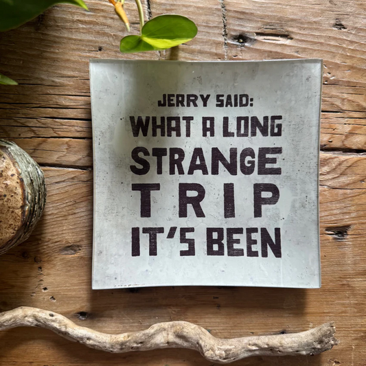 Jerry Said: What a Long Strange Trip It's Been - Small Square Decoupage Plate - 6-in - Mellow Monkey