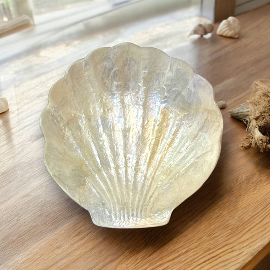 White Capiz Scalloped Clam Shaped Dish - 5-1/2-in - Mellow Monkey