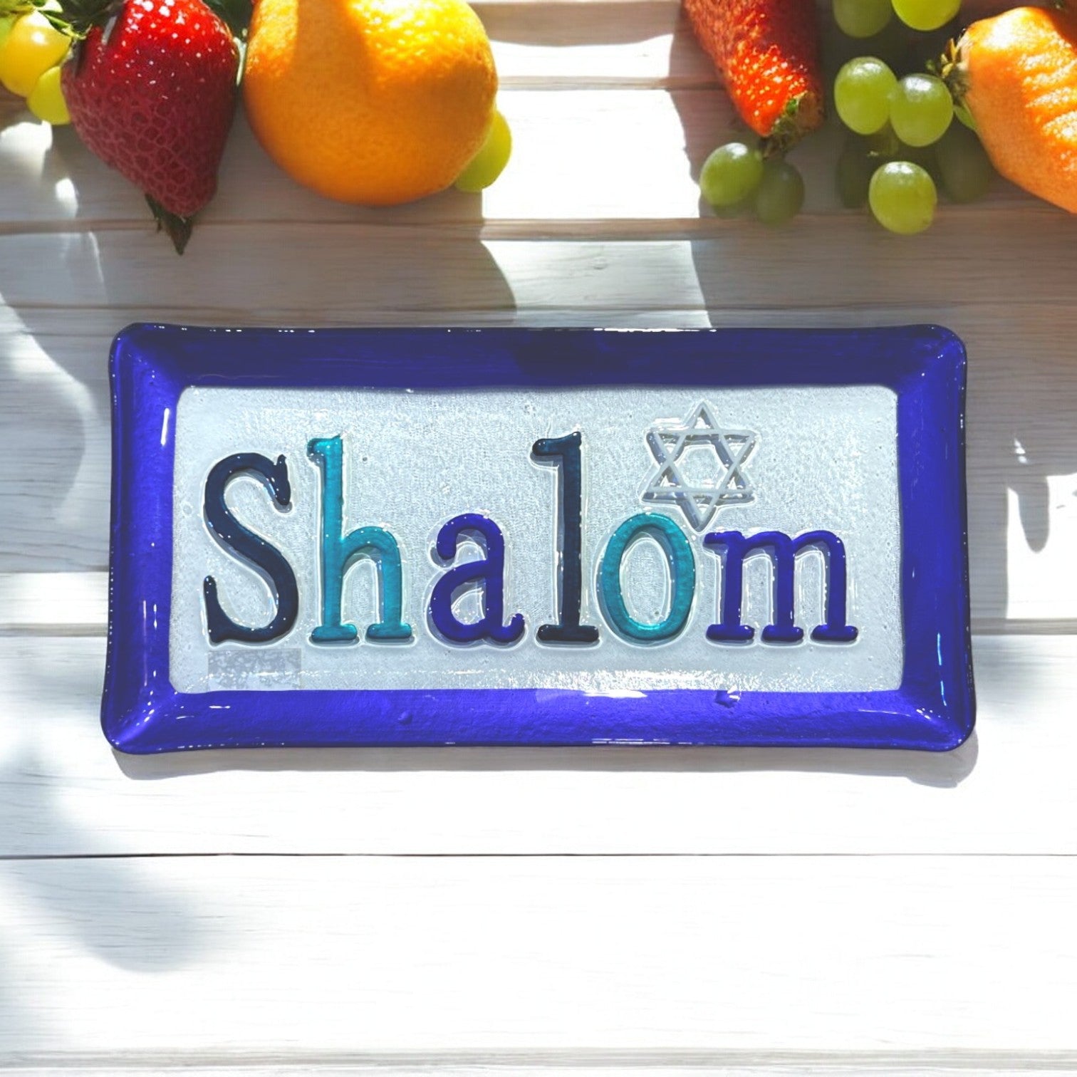 Shalom Glass Platter - 14-in - Mellow Monkey