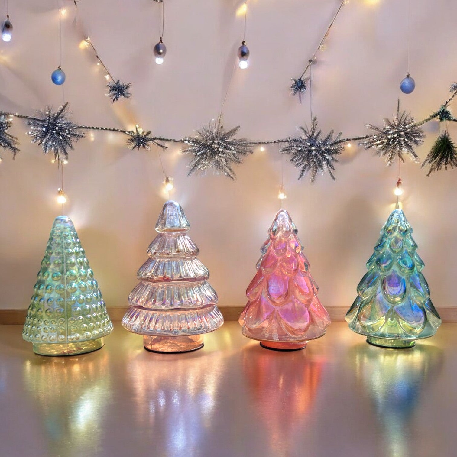 Embossed Iridescent Mercury Glass Tree - 6-in - Mellow Monkey