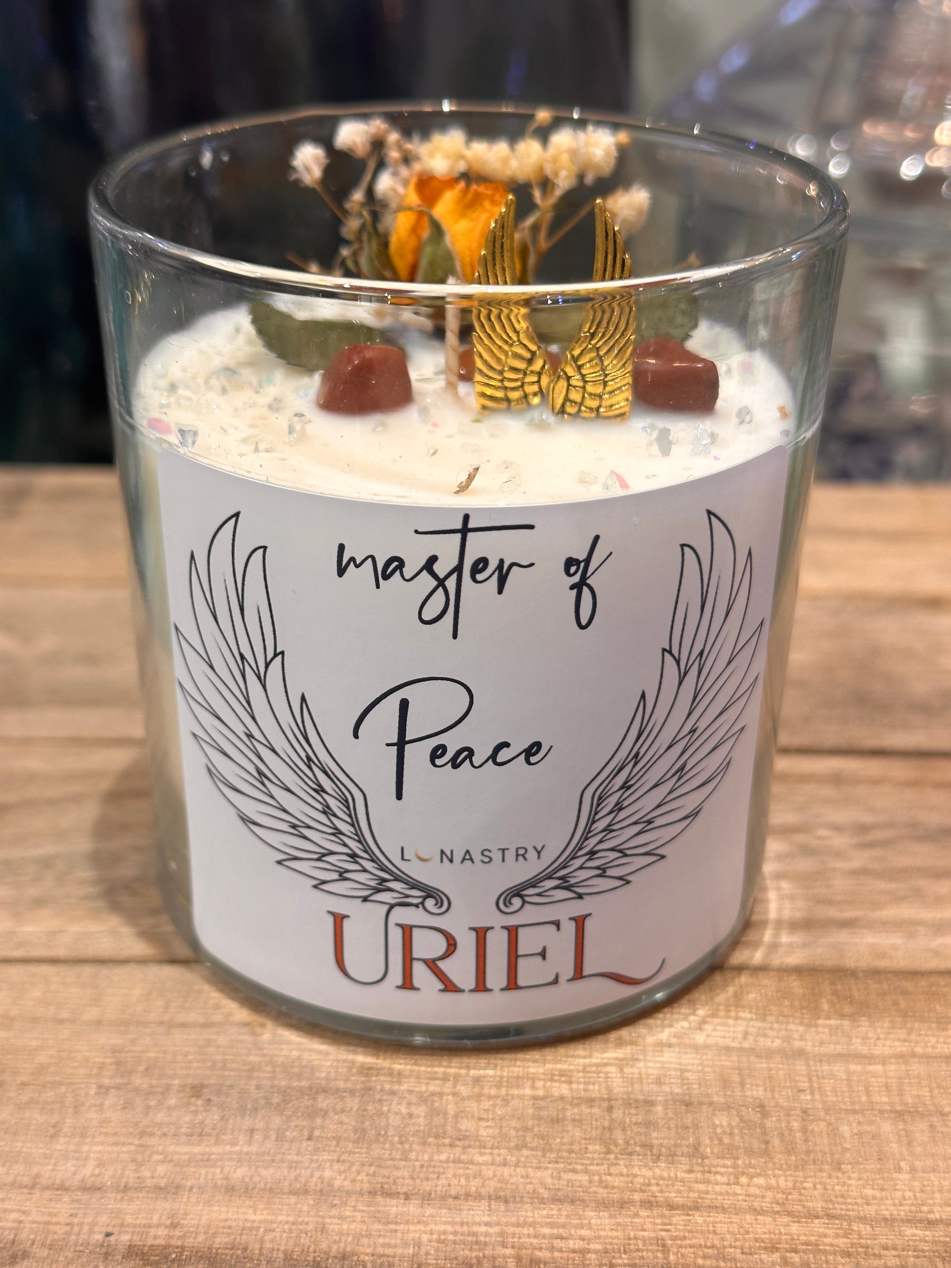 Archangels Soy Candle- Uriel Master Of Peace- Scented Crystal Soy Candle - Luna Bella - 11-oz. - Mellow Monkey