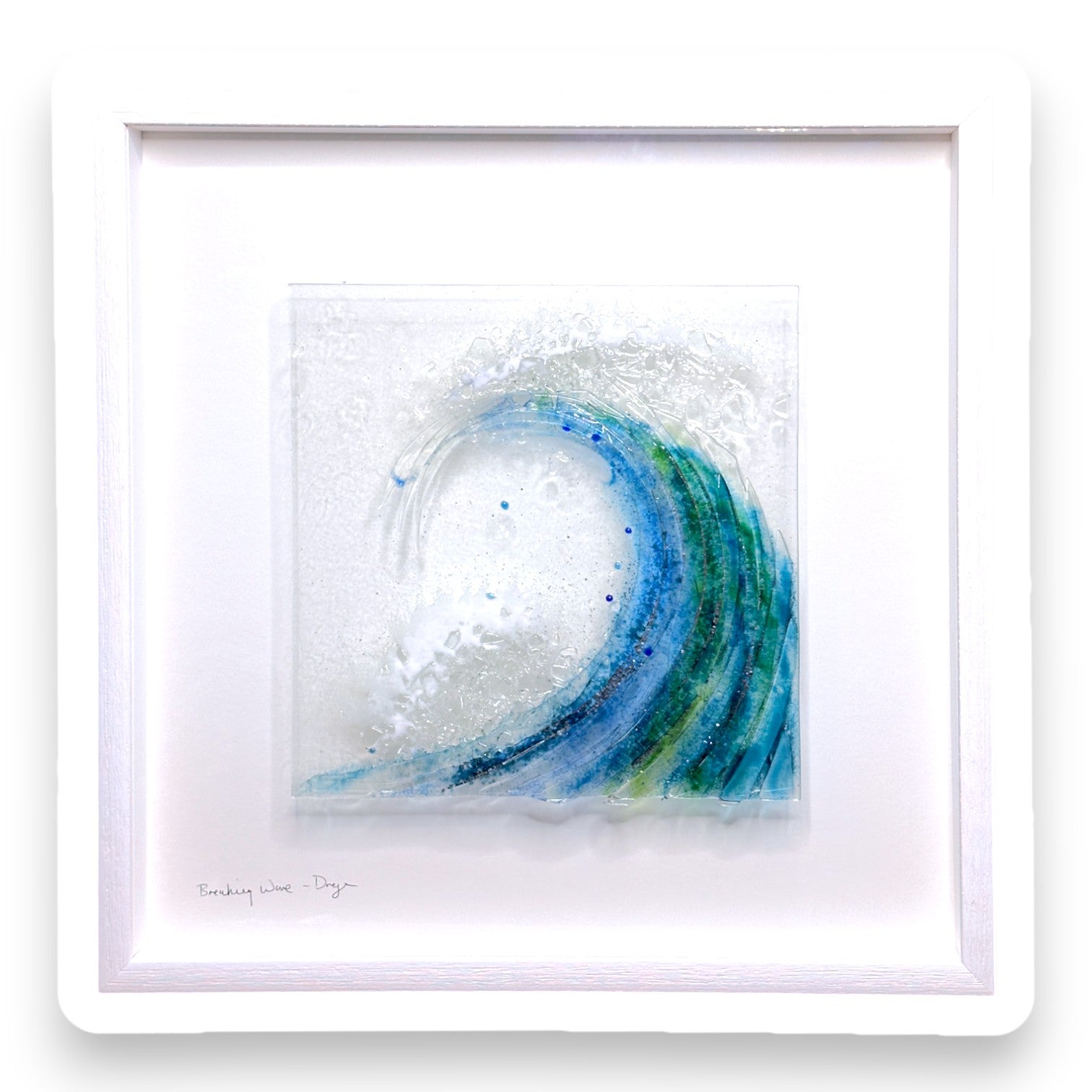 Breaking Waves Jumbo Framed Handmade Glass Mixed Media Wall Decor - 21-in - B - Mellow Monkey