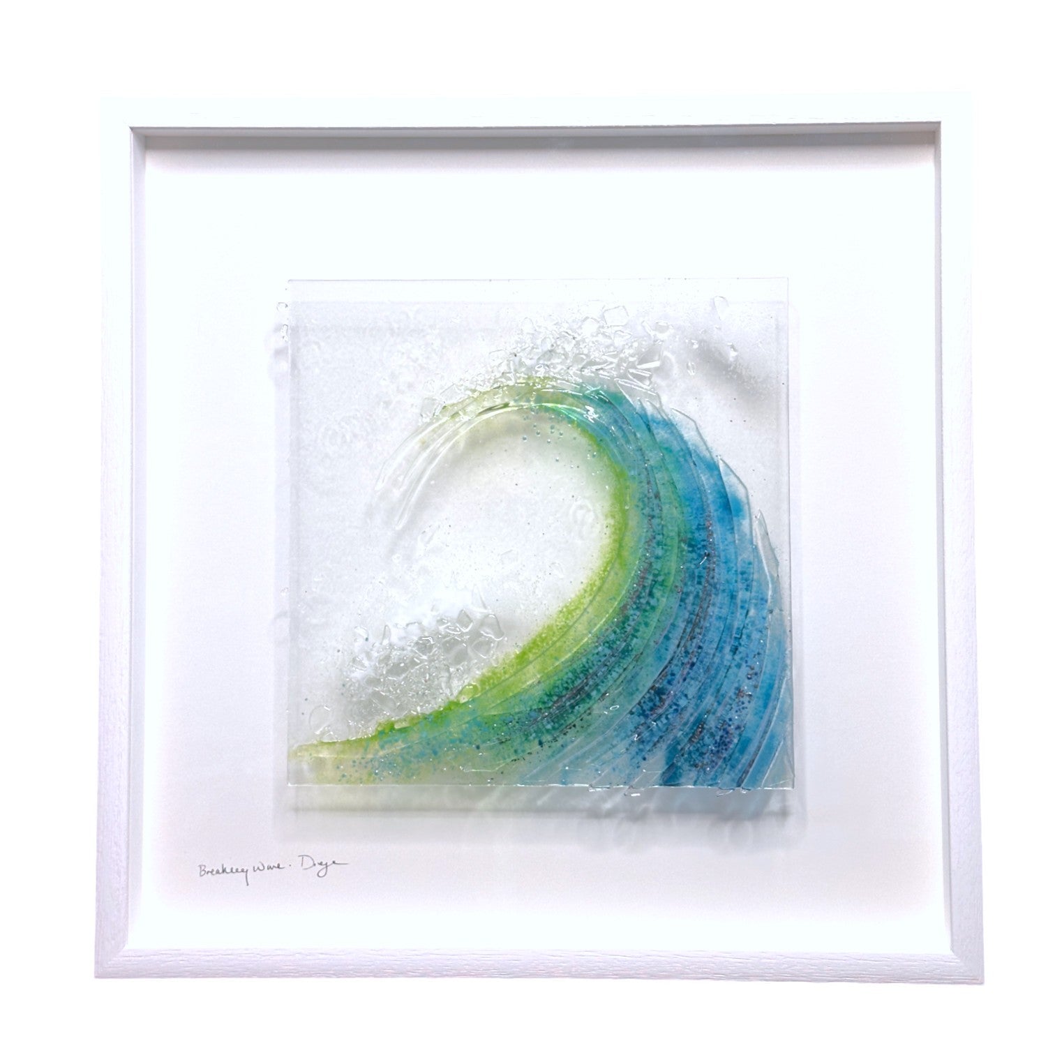 Breaking Waves Jumbo Framed Handmade Glass Mixed Media Wall Decor - 21-in - A - Mellow Monkey