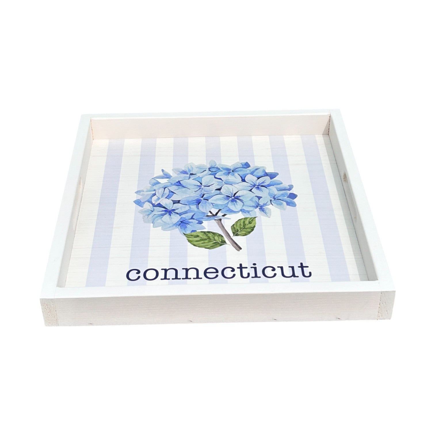 Connecticut - Endless Summer Hydrangea Wooden Serving Tray - 17-in Square - Mellow Monkey