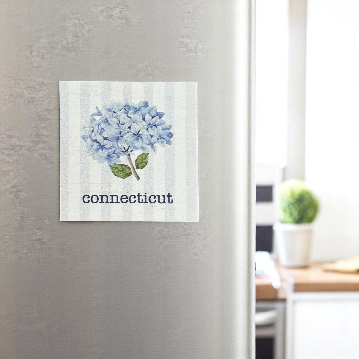 Connecticut - Endless Summer Hydrangea Magnet - 3-1/2-in - Mellow Monkey