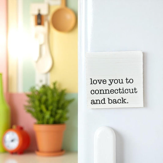 Love You to Connecticut and Back - Wood Block Magnet - 3-1/2-in - Mellow Monkey