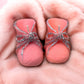 Infant Baby Bootie Scented Candles - One Pair - Pink with Silver Trim - 2-3/4-in