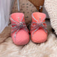 Infant Baby Bootie Scented Candles - One Pair - Pink with Silver Trim - 2-3/4-in