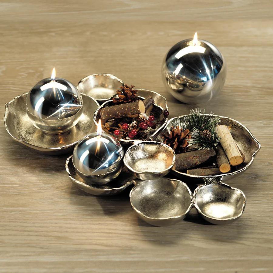 Cluster of Nine Serving Bowls - Nickel - 19-in. - Mellow Monkey