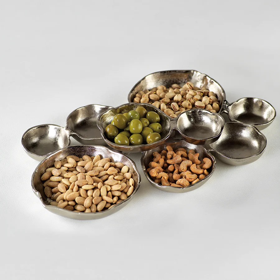 Cluster of Nine Serving Bowls - Nickel - 19-in.