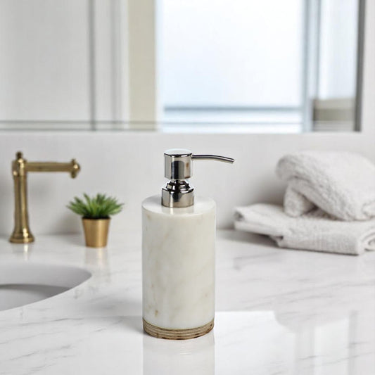 Singita Marble And Balsa Wood Bathroom Soap Dispenser - Mellow Monkey