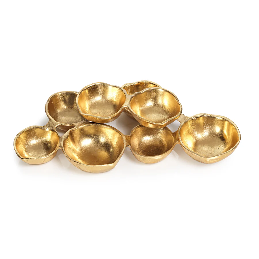 Small Cluster of Eight Serving Bowls - Bright Gold - Mellow Monkey