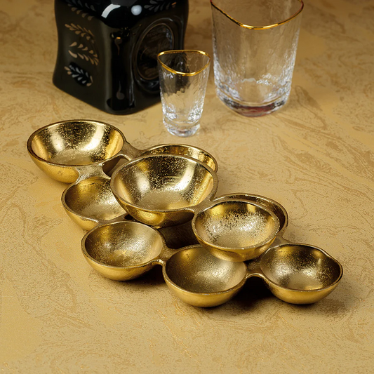 Small Cluster of Nine Serving Bowls - Dark Gold - Mellow Monkey