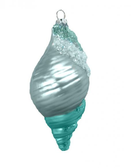 Blue Plump Spiral Shell Ornament - December Diamonds - Mellow Monkey