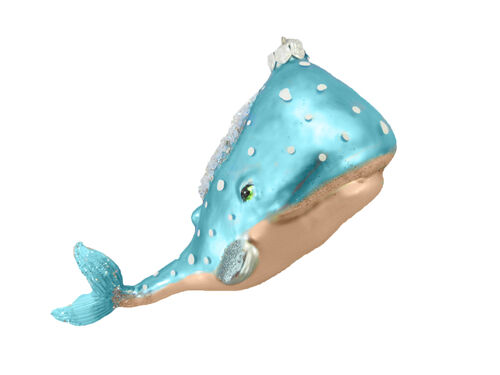 Blue and Gold Whale - December Diamonds Holiday Ornament - Mellow Monkey