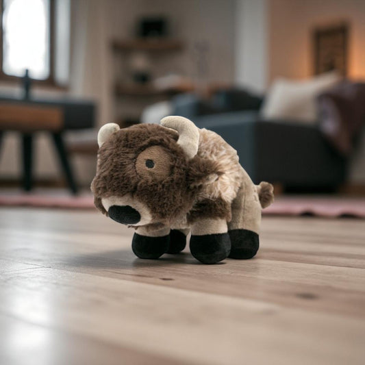 Plush Buffalo Squeaker Toy - 9-in - Mellow Monkey