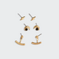 Stud Trio Ear Jacket Set - Moon/Black Spinel/Gold - Mellow Monkey