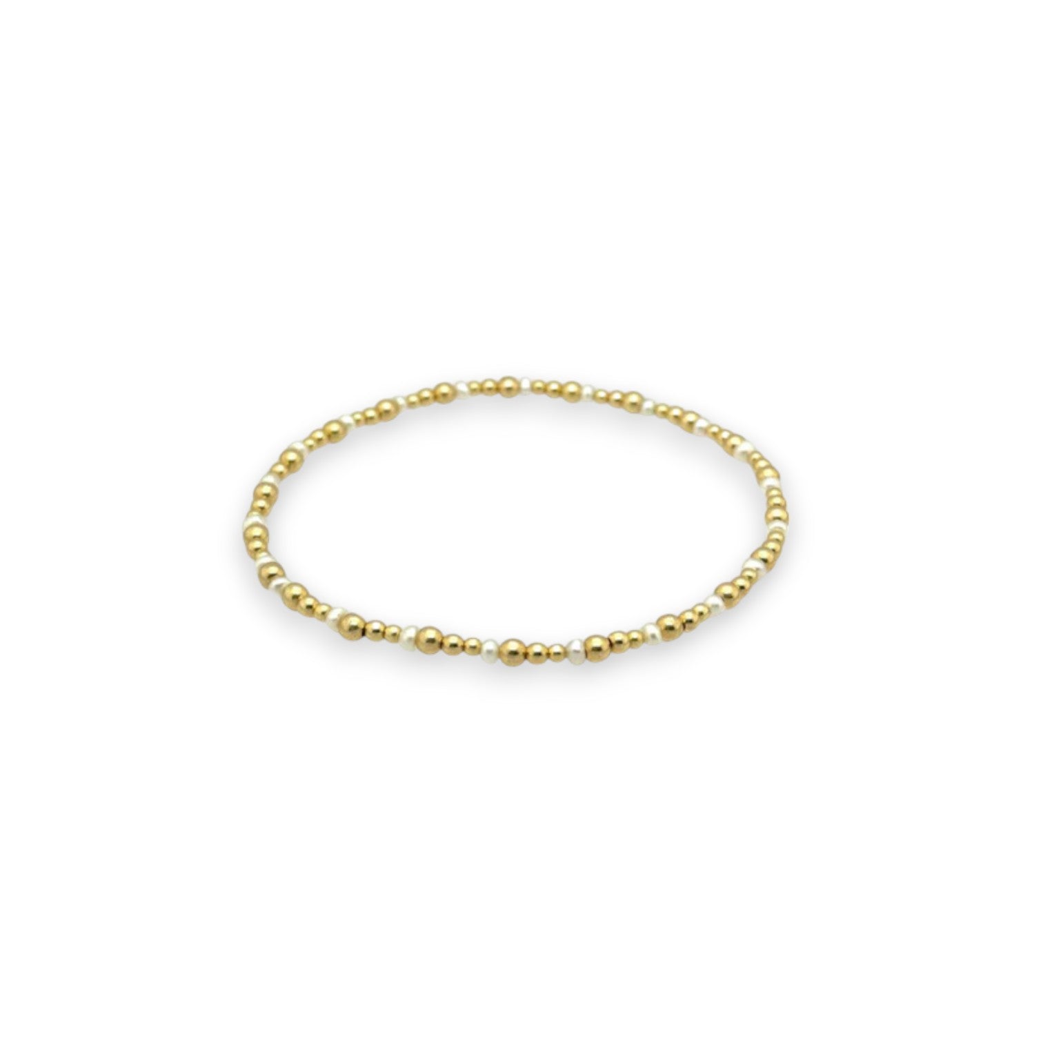 "JOLIE" 14K Gold Filled and Freshwater Pearl Beaded Stretch Bracelet - Mellow Monkey