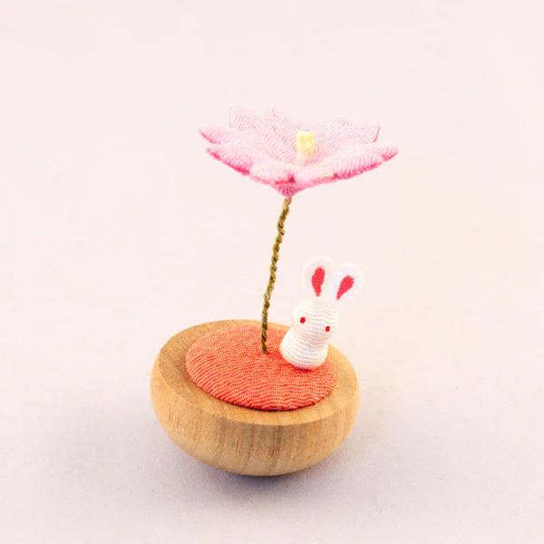 Yurayura Sakura Rabbit with Pink Flower - 2.75-in - Mellow Monkey