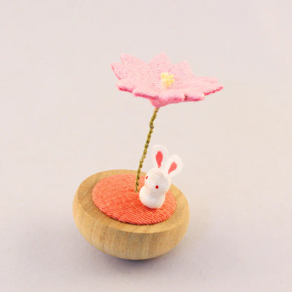 Yurayura Sakura Rabbit with Pink Flower - 2.75-in - Mellow Monkey