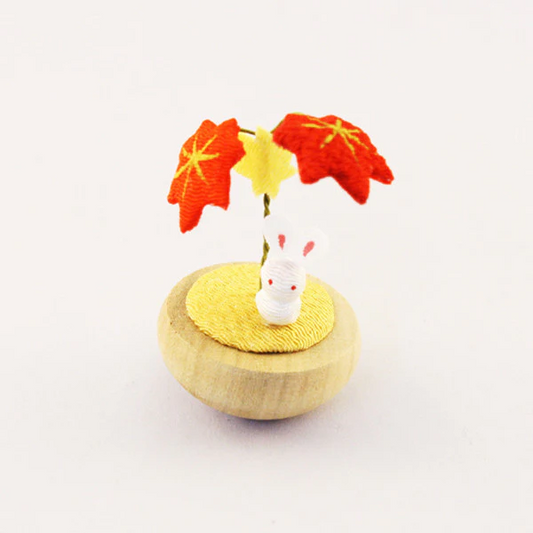 Yurayura Rabbit with Red Maple Leaves - 3-in - Mellow Monkey