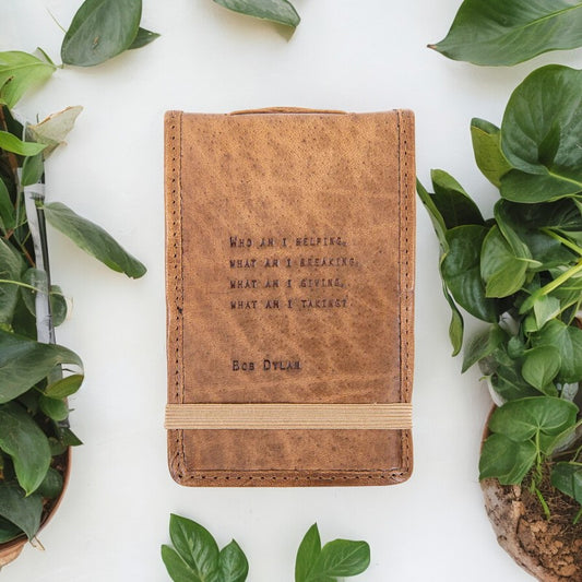 Who Am I Helping (Bob Dylan) - Mini Leather Journal - Mellow Monkey