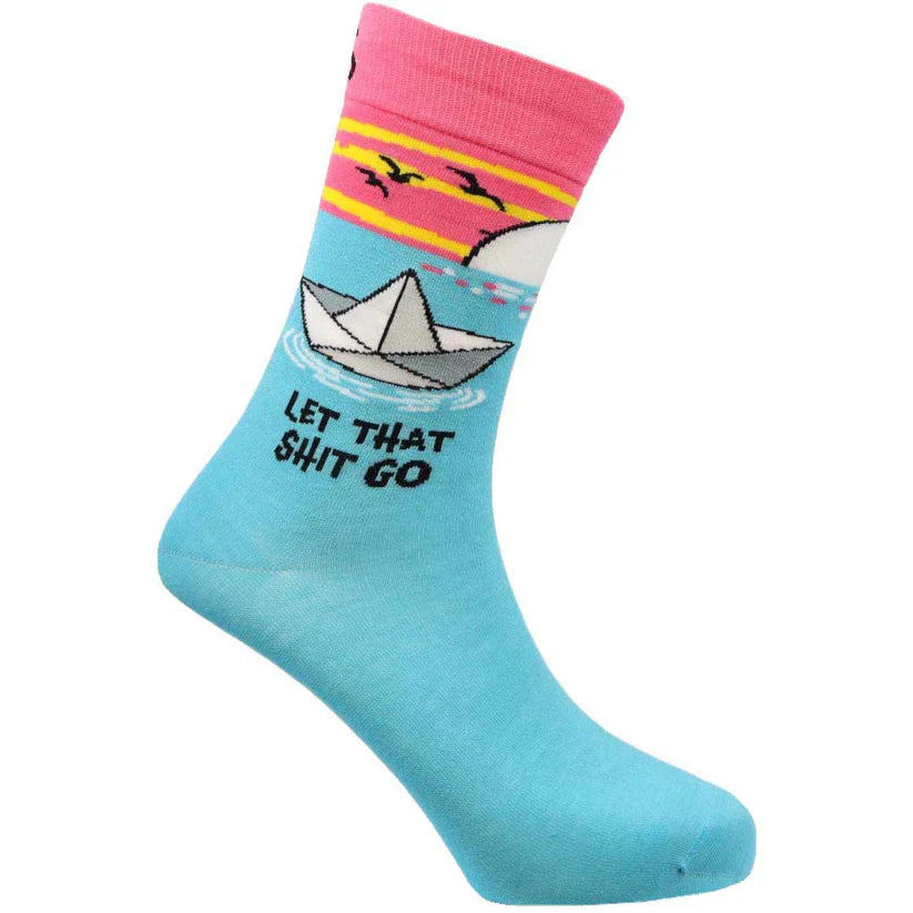 Let That Shit Go - Natural Bamboo Knit Socks - Mellow Monkey